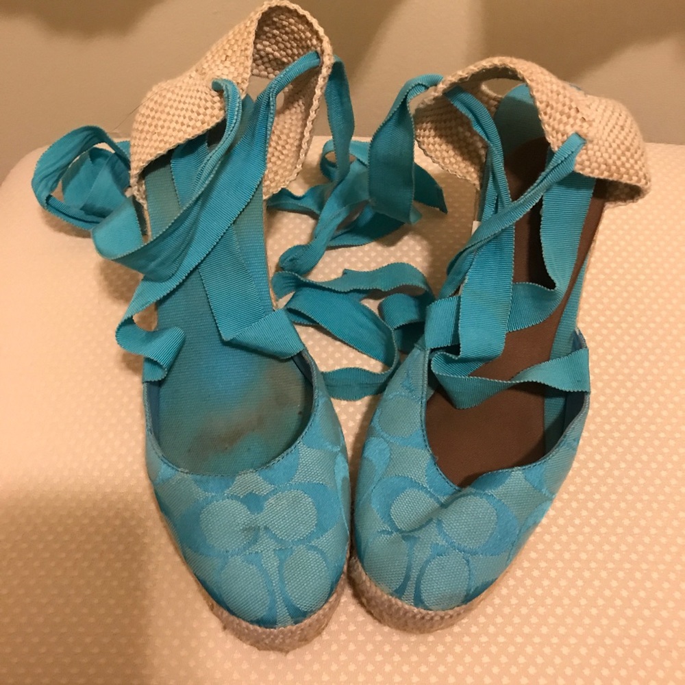 Coach lace up wedges